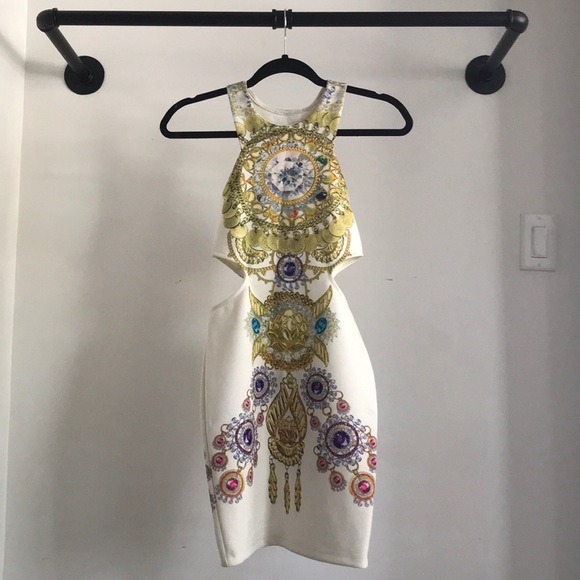 Neoprene Cut-Out Dress with Jewel Print - Picture 3 of 6